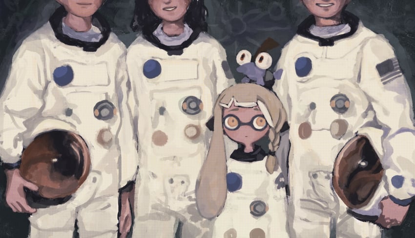 inkling player character, inkling girl, smallfry, and agent 3 (splatoon and 1 more) drawn by dr_mice