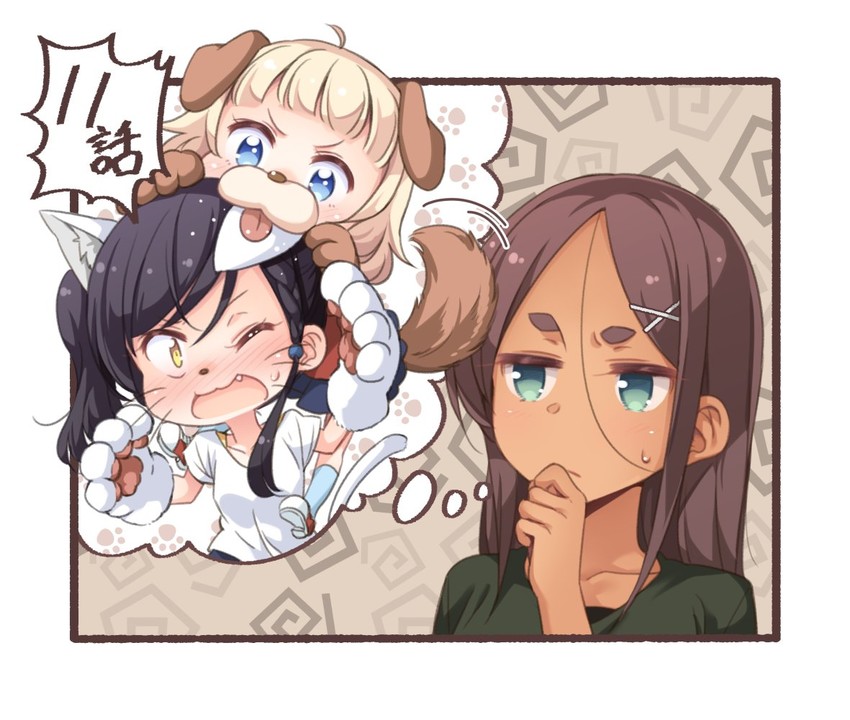 sakura nene, ahagon umiko, and narumi tsubame (new game!) drawn by tokunou_shoutarou
