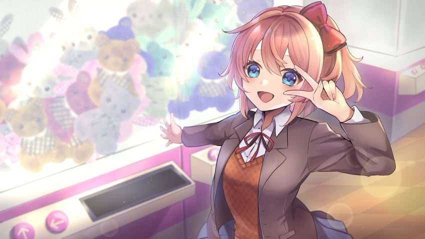 sayori (doki doki literature club) drawn by ura_(hamburg_oniku)