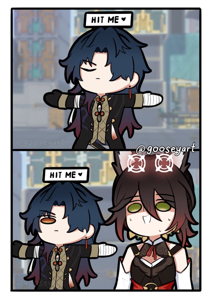 blade and tingyun (honkai and 1 more) drawn by gooseyart