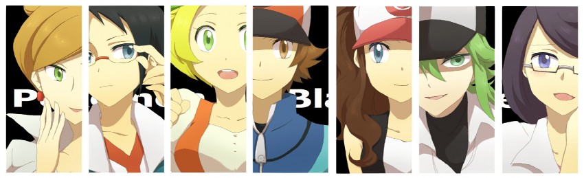hilda, hilbert, n, bianca, cheren, and 2 more (pokemon and 1 more) drawn by nanananona