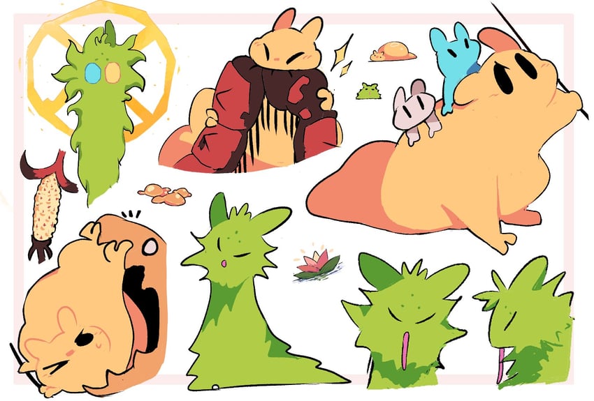 saint, gourmand, centipede, caramel lizard, and red centipede (rain world) drawn by kalizk5