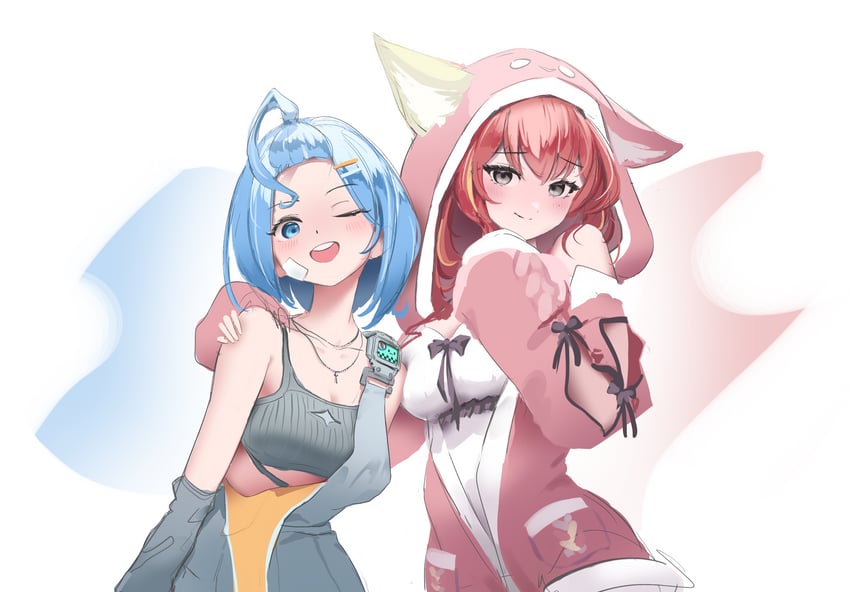akane lize and arahashi tabi (stellive) drawn by thumbsup_stella