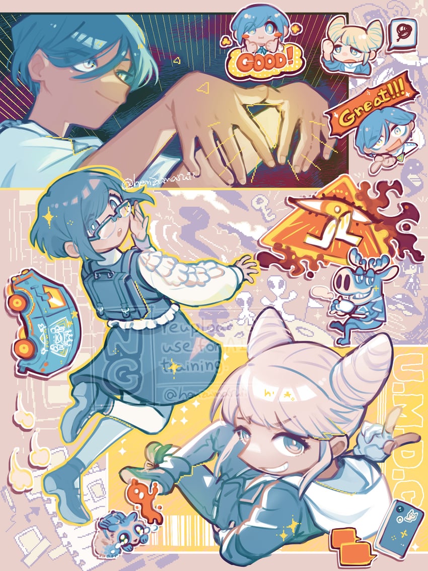 fukurai azami, jasmine, meguriya ayumu, and toshikai-kun (toshi densetsu kaitai center) drawn by honzumaru