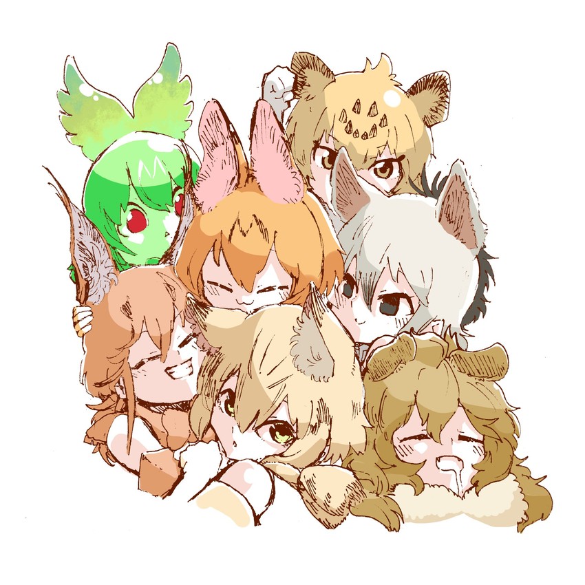 serval, jaguar, lion, caracal, sand cat, and 2 more (kemono friends and 1 more) drawn by ashiatomonchich