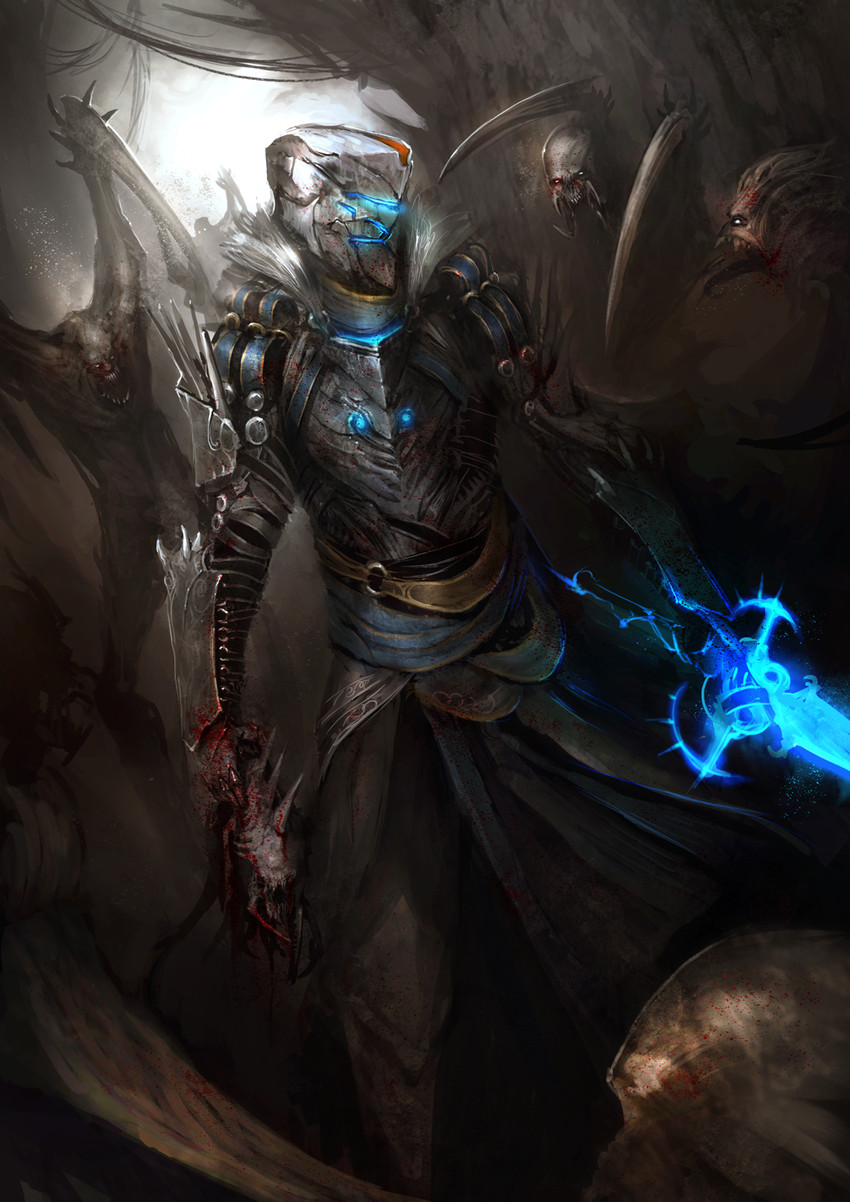 isaac clarke and slasher (dead space and 1 more) drawn by thedurianart
