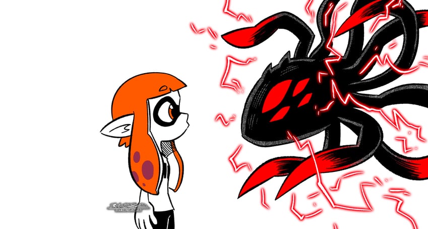 inkling player character, inkling girl, shadow the hedgehog, kaori, and doom morph (splatoon and 4 more) drawn by brandon_santiago