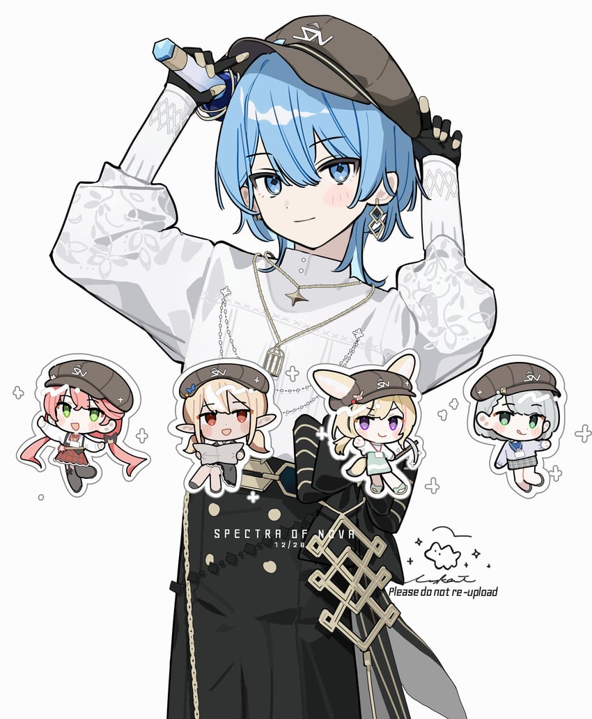 hoshimachi suisei, sakura miko, shirogane noel, shiranui flare, and omaru polka (hololive) drawn by tai_inukai