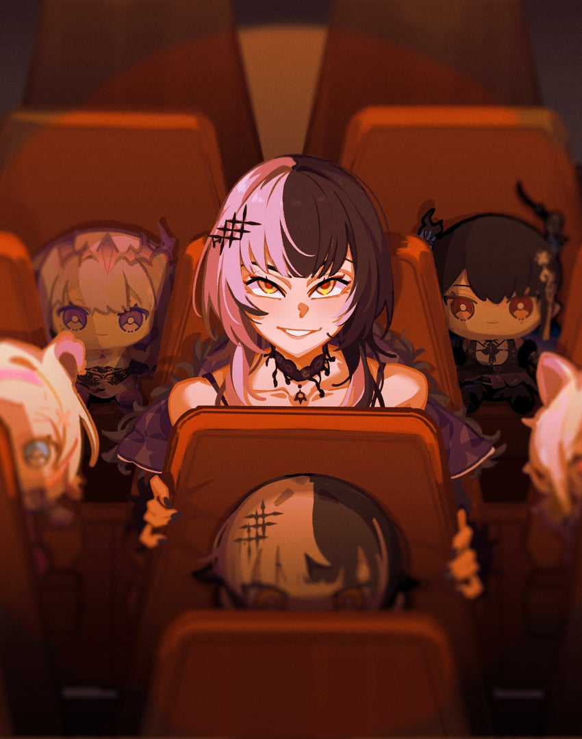 shiori novella, nerissa ravencroft, fuwawa abyssgard, mococo abyssgard, and koseki bijou (hololive and 1 more) drawn by haaro