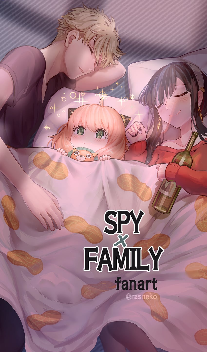 yor briar, anya, twilight, and director chimera (spy x family) drawn by rasneko