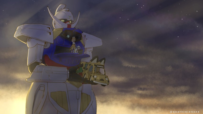 serval, kaban, and turn a gundam (gundam and 2 more) drawn by ichika_(quaternionxxx)