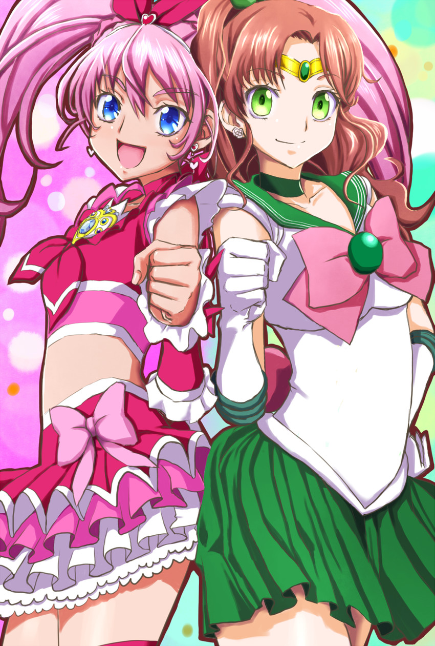houjou hibiki, kino makoto, sailor jupiter, cure melody, and koshimizu ami (precure and 4 more) drawn by amawa_kazuhiro