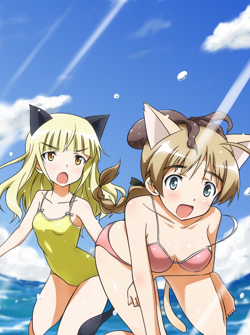 perrine h. clostermann and lynette bishop (world witches series and 1 more) drawn by tokiani