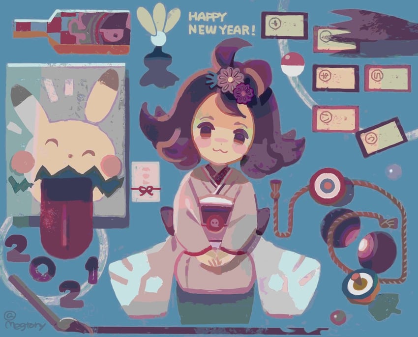 pikachu, mimikyu, acerola, and gastly (pokemon and 1 more) drawn by mizutani_megumi