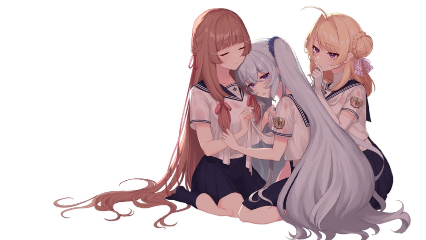 sorami himari, kogumaduki noa, and hoshinomiya reno (yurianna girls college) drawn by mejiro_yae