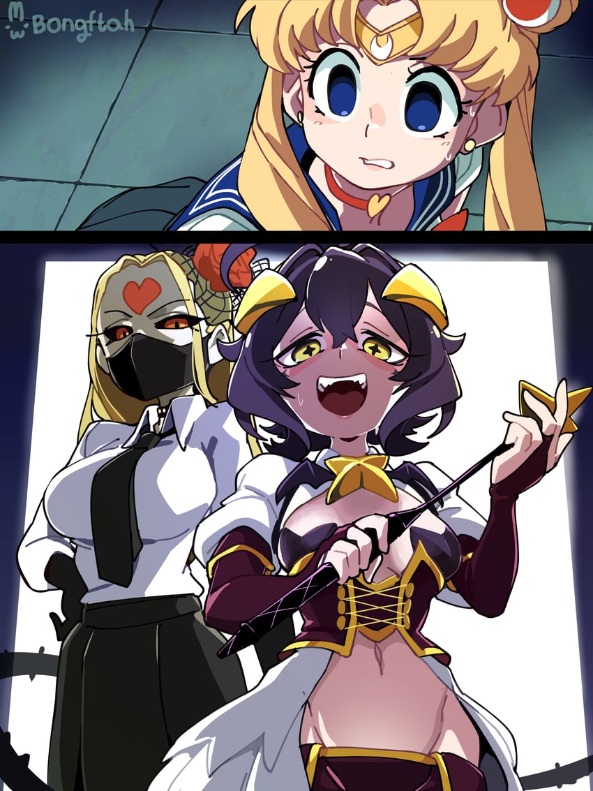 tsukino usagi, sailor moon, hiiragi utena, magia baiser, and kaijin hime do-s (bishoujo senshi sailor moon and 2 more) drawn by bongfill