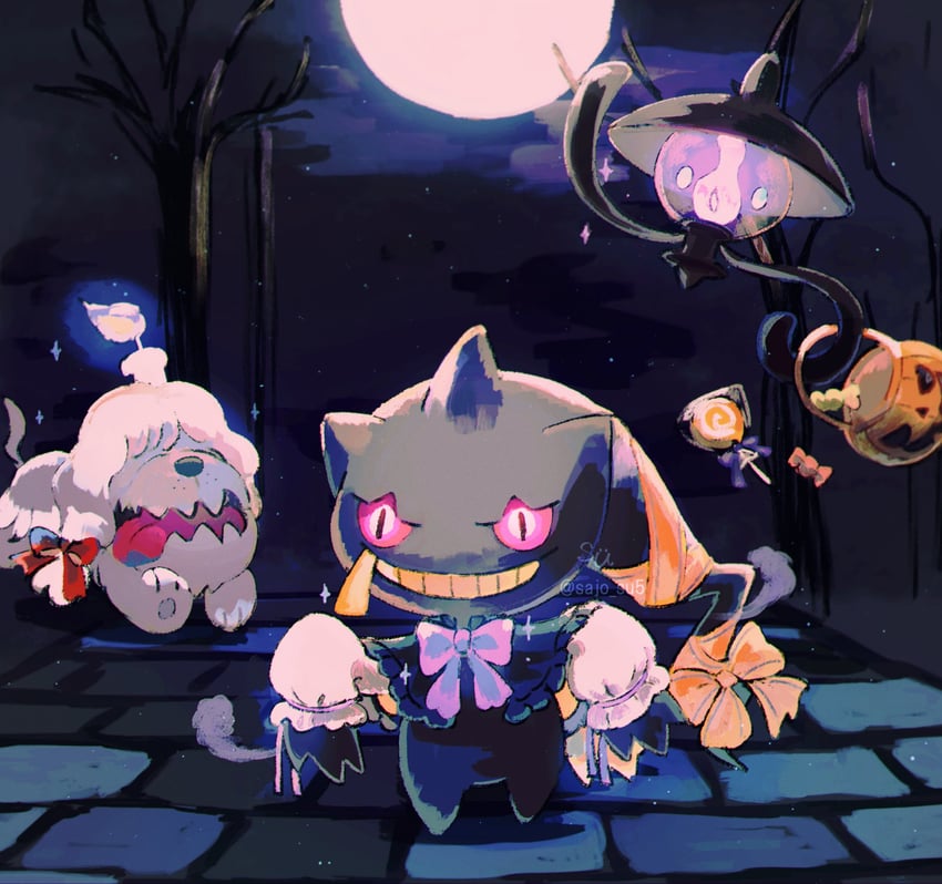 banette, lampent, and greavard (pokemon) drawn by su_(sajo_su5)