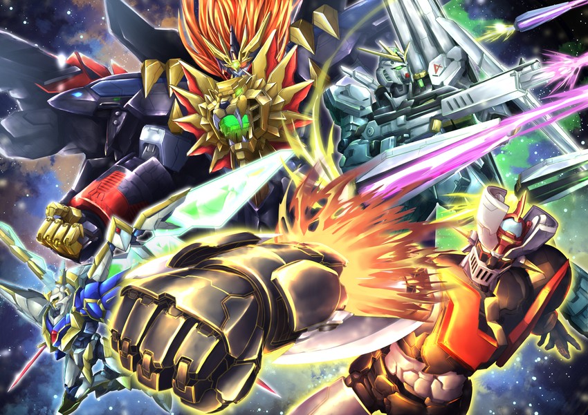 nu gundam, mazinger z, lancelot, genesic gaogaigar, and lancelot sin (gundam and 11 more) drawn by troy_(oxaa01ex)