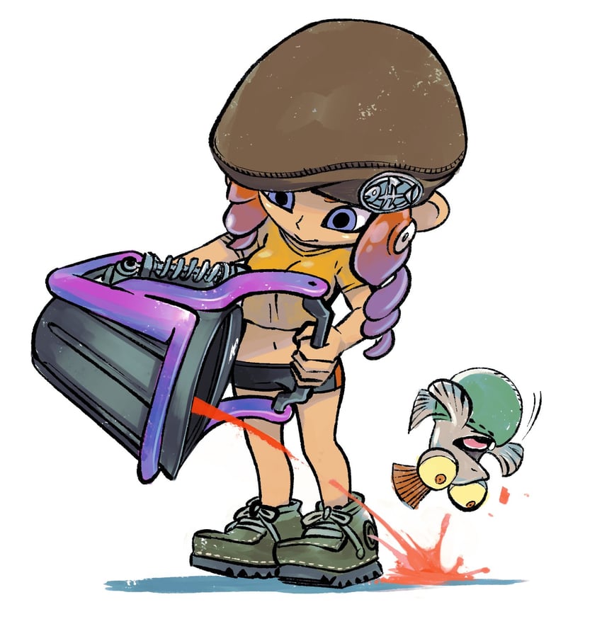 octoling player character, octoling girl, and smallfry (splatoon) drawn by muramasa_mikado