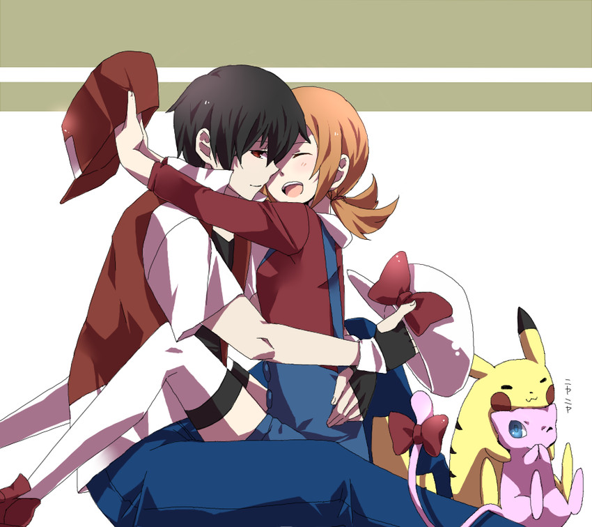 pikachu, red, lyra, mew, and pixiv red (pokemon and 2 more) drawn by yayata_(884)