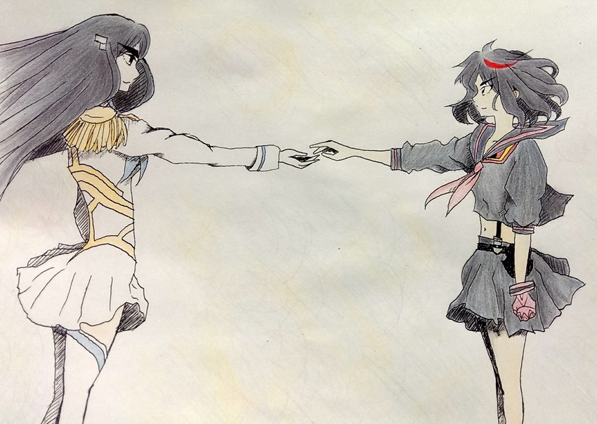 matoi ryuuko, senketsu, kiryuuin satsuki, and junketsu (kill la kill) drawn by kapa3003