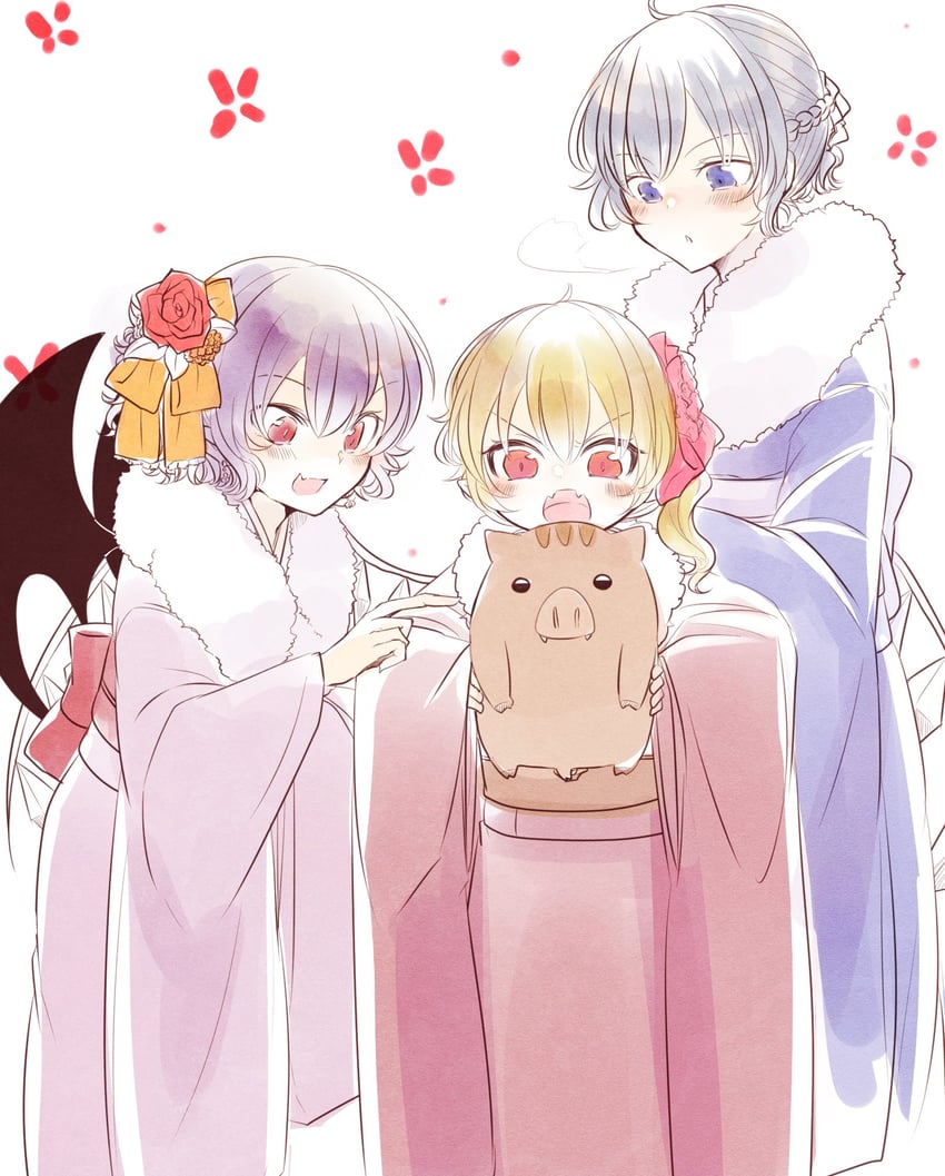 remilia scarlet, flandre scarlet, and izayoi sakuya (touhou) drawn by aoi_(annbi)