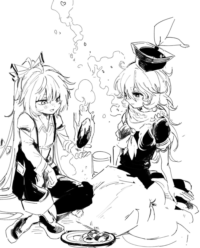 fujiwara no mokou and kamishirasawa keine (touhou) drawn by sesmkun