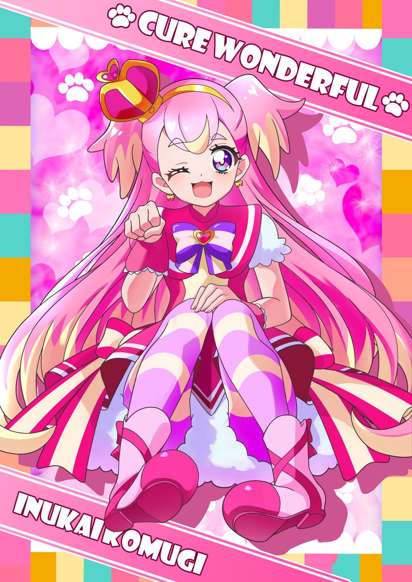 inukai komugi and cure wonderful (precure and 1 more) drawn by tirofinire