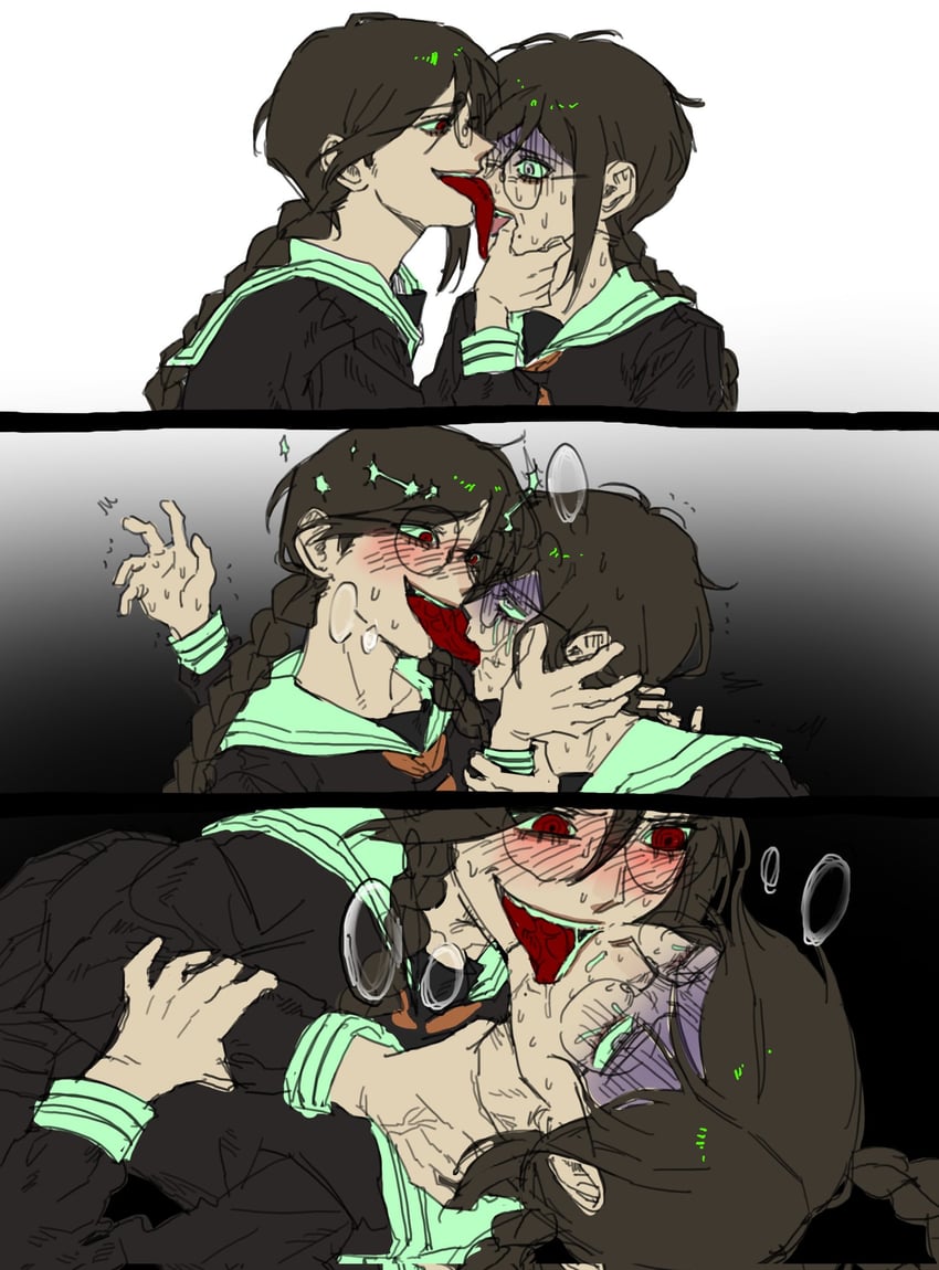 fukawa toko and genocider shou (danganronpa and 1 more) drawn by hamuseutta
