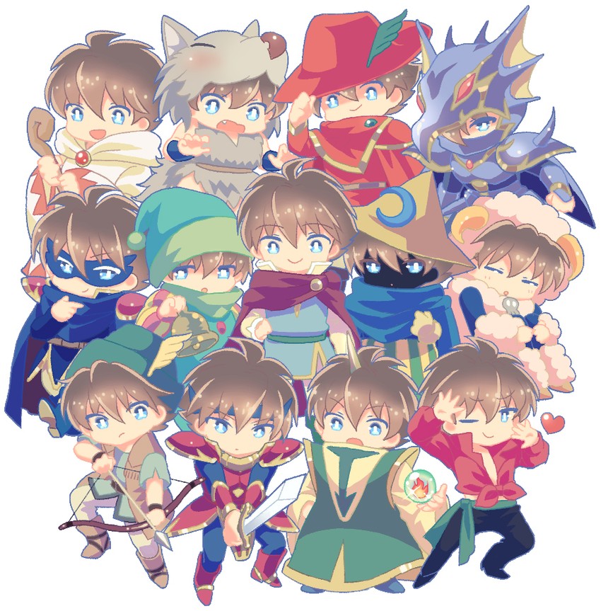 white mage, bartz klauser, black mage, dancer, red mage, and 8 more (final fantasy and 1 more) drawn by takatora