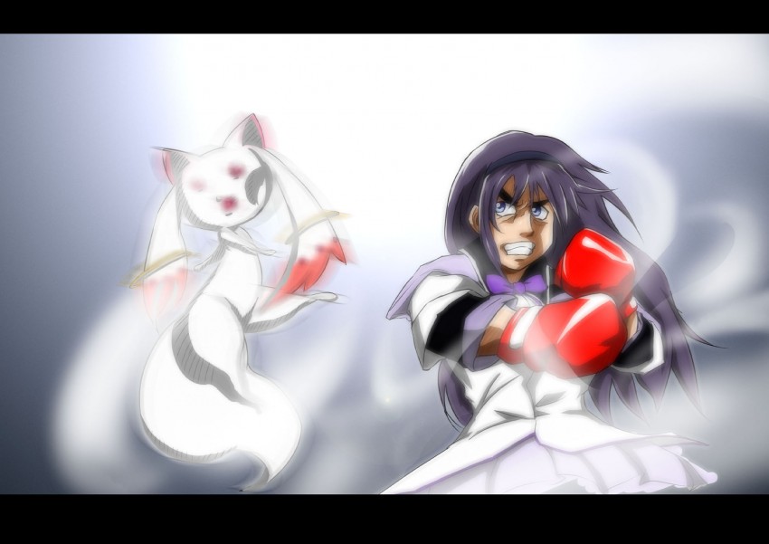 akemi homura and kyubey (mahou shoujo madoka magica and 1 more) drawn by designer123