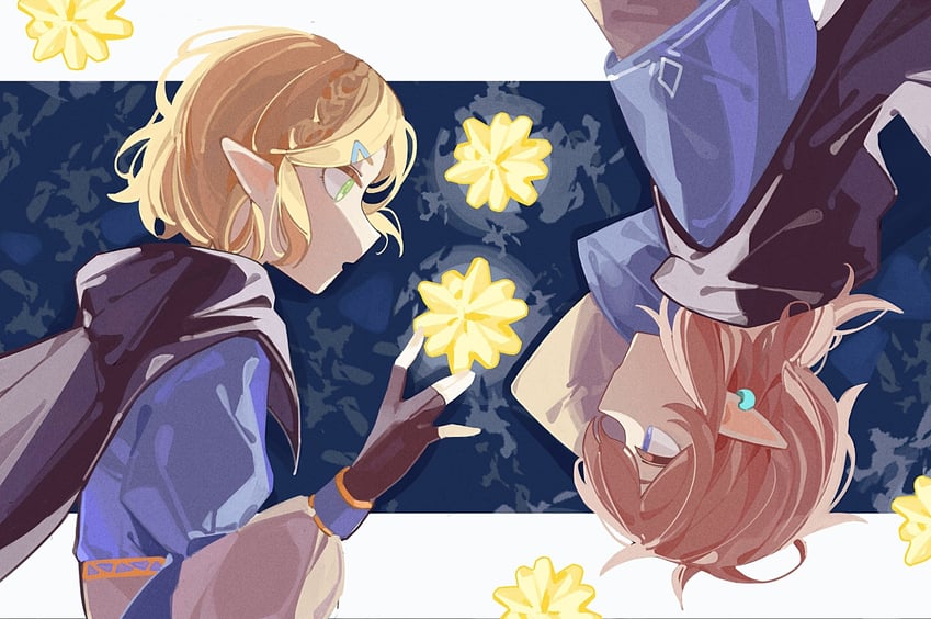 link and princess zelda (the legend of zelda and 1 more) drawn by haobuguniao