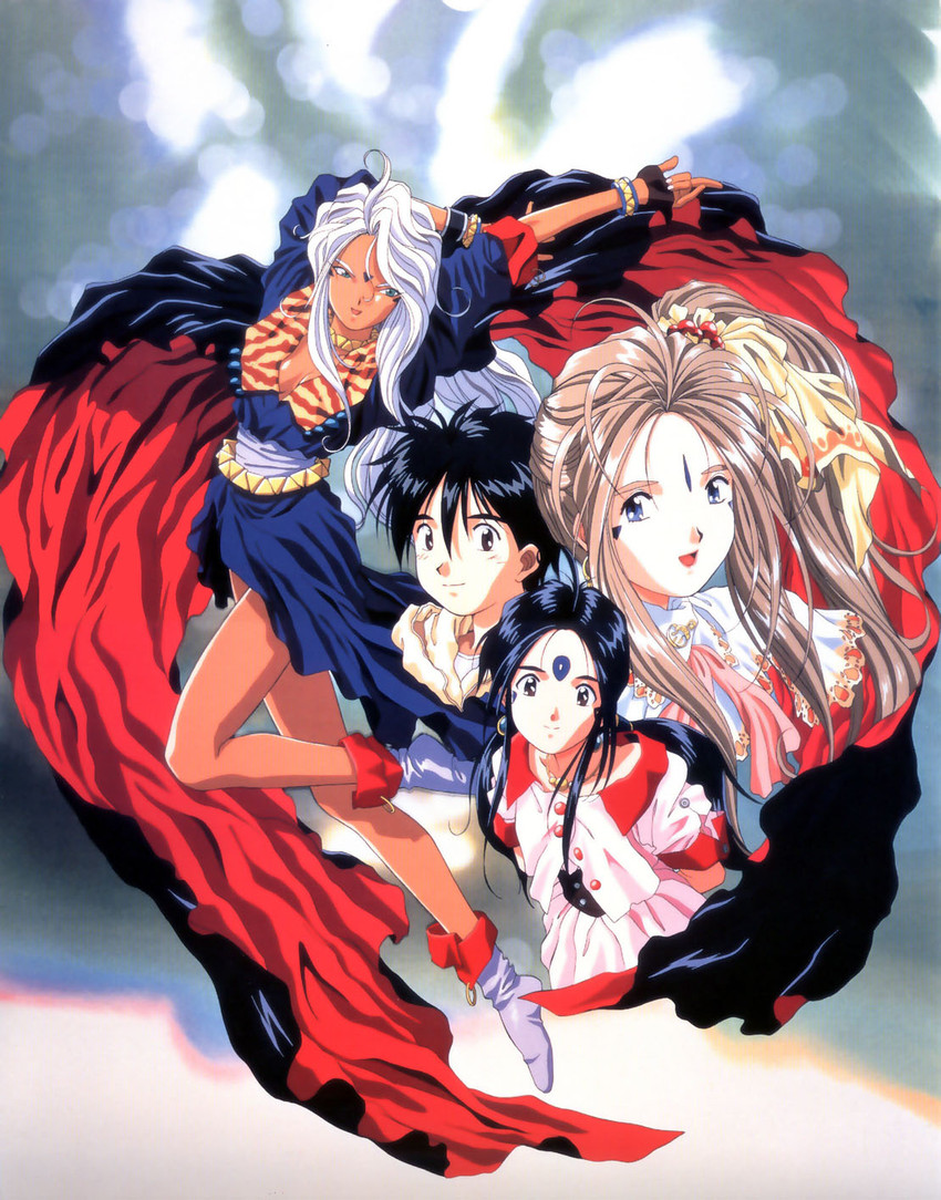 belldandy, urd, skuld, and morisato keiichi (aa megami-sama)