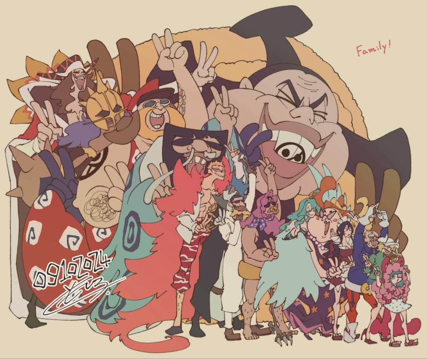 donquixote doflamingo, baby 5, monet, sugar, vergo, and 10 more (one piece) drawn by ebidenai