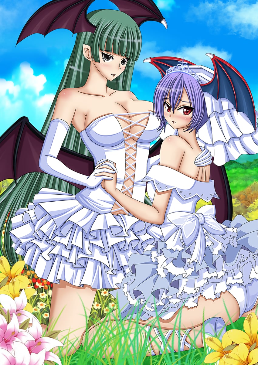 morrigan aensland and lilith (darkstalkers) drawn by seraphina