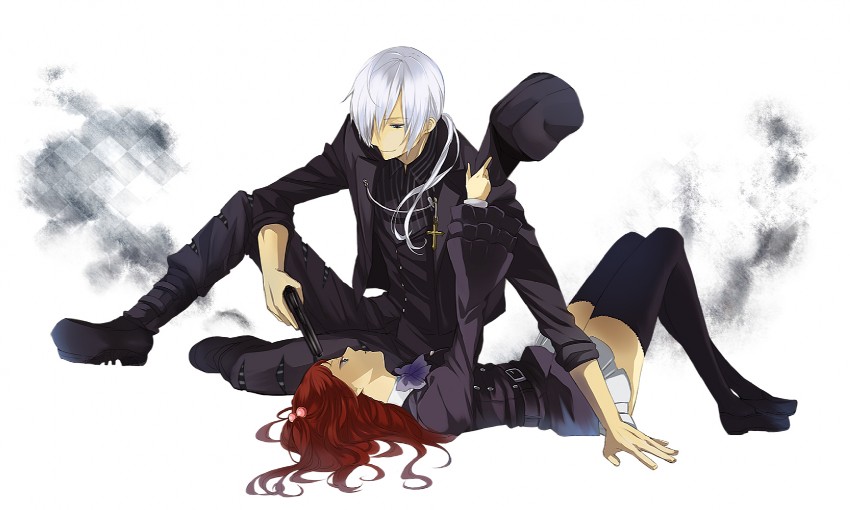ushiromiya ange and amakusa juuza (umineko no naku koro ni) drawn by nanamura