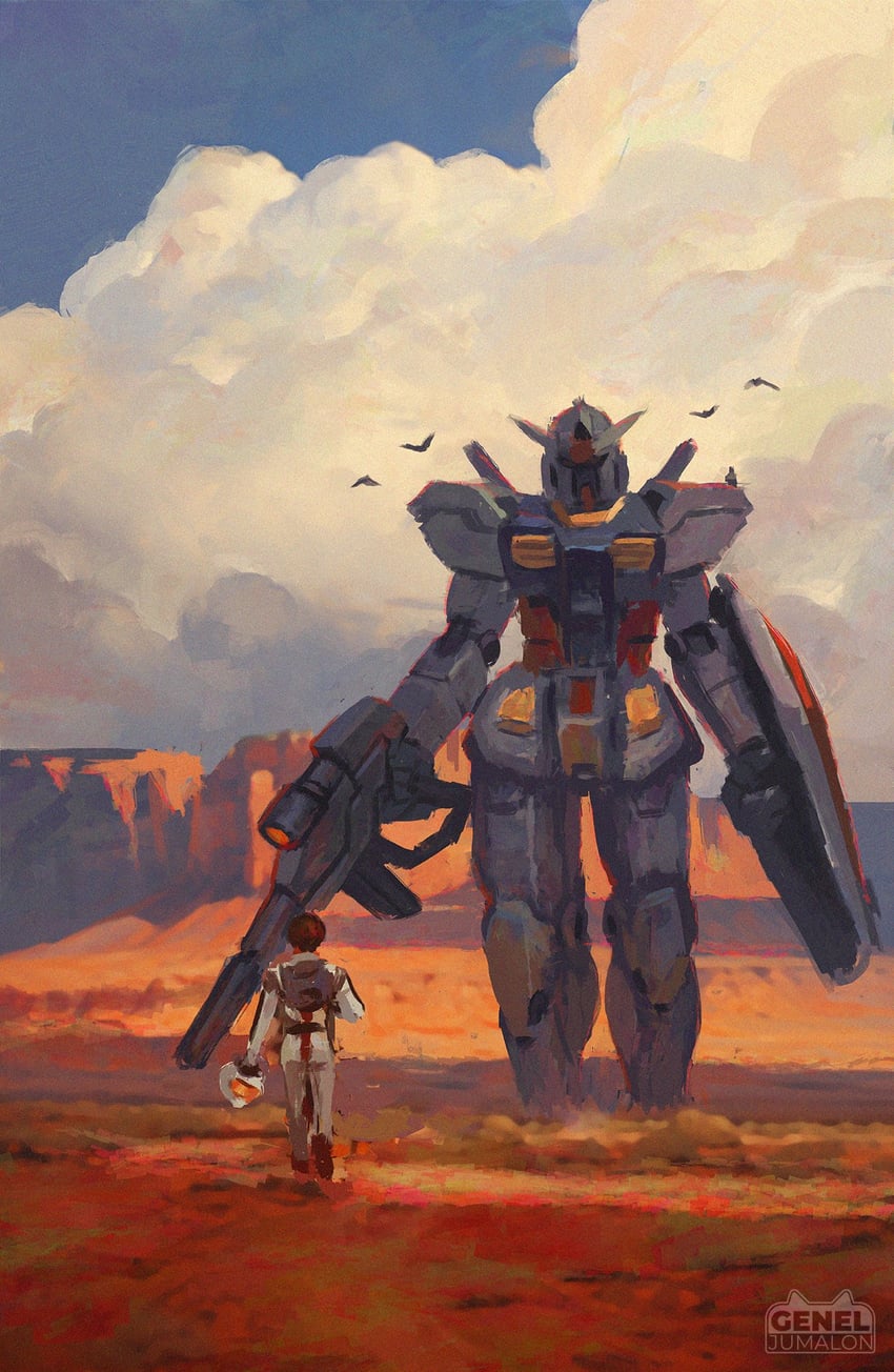 rx-78-2 gundam and amuro ray (gundam and 1 more) drawn by genel_jumalon