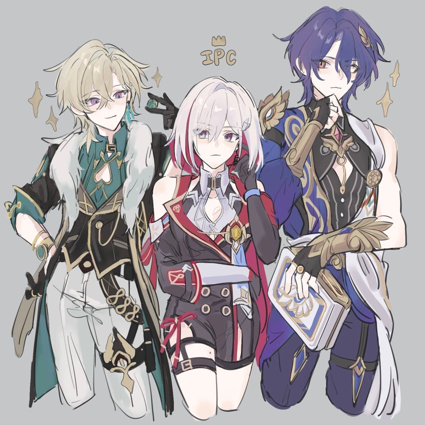 aventurine, dr. ratio, and topaz (honkai and 1 more) drawn by livv_081