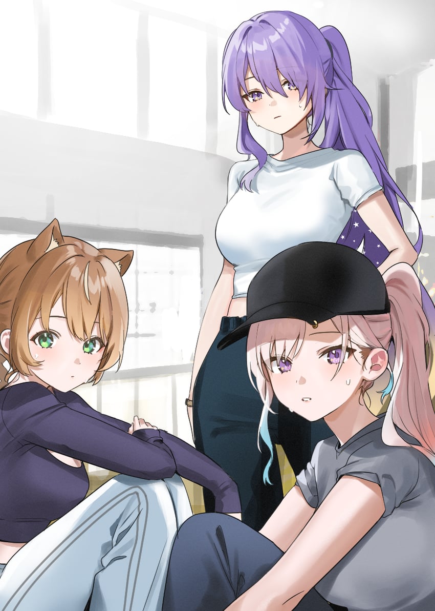moona hoshinova, ayunda risu, and airani iofifteen (hololive and 1 more) drawn by hievasp