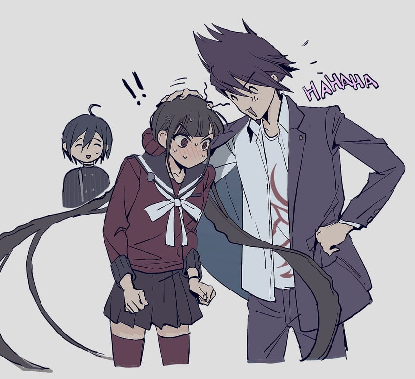 saihara shuichi, harukawa maki, and momota kaito (danganronpa and 1 more) drawn by sophie_(693432)