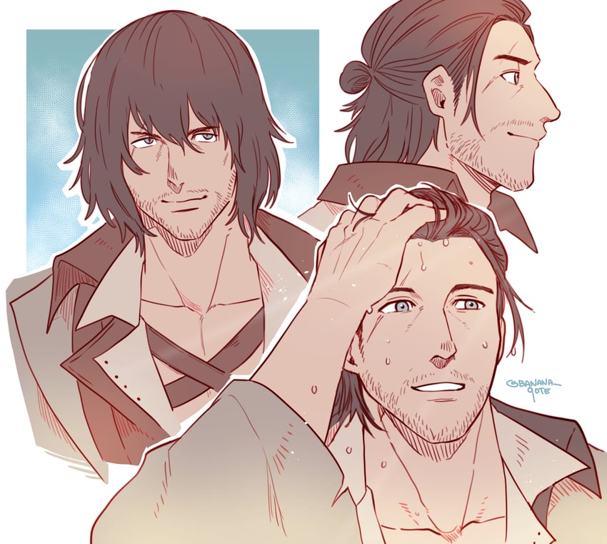 warrior of light, adventurer, and viper (final fantasy and 1 more) drawn by banana_qote