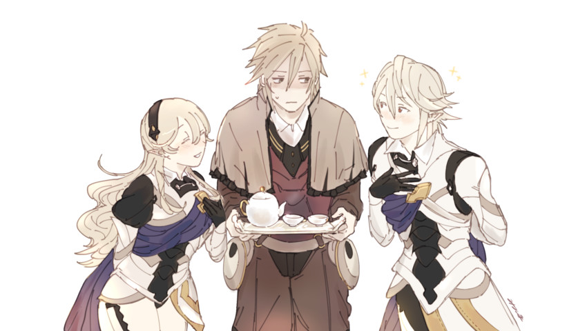 female corrin, male corrin, and dwyer (fire emblem and 1 more) drawn by hasumukai11