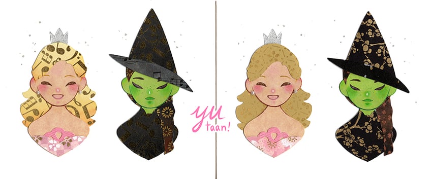 good witch of the north and elphaba thropp (wicked) drawn by yutaan