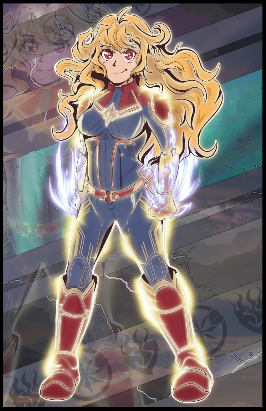 yang xiao long and captain marvel (marvel and 2 more)