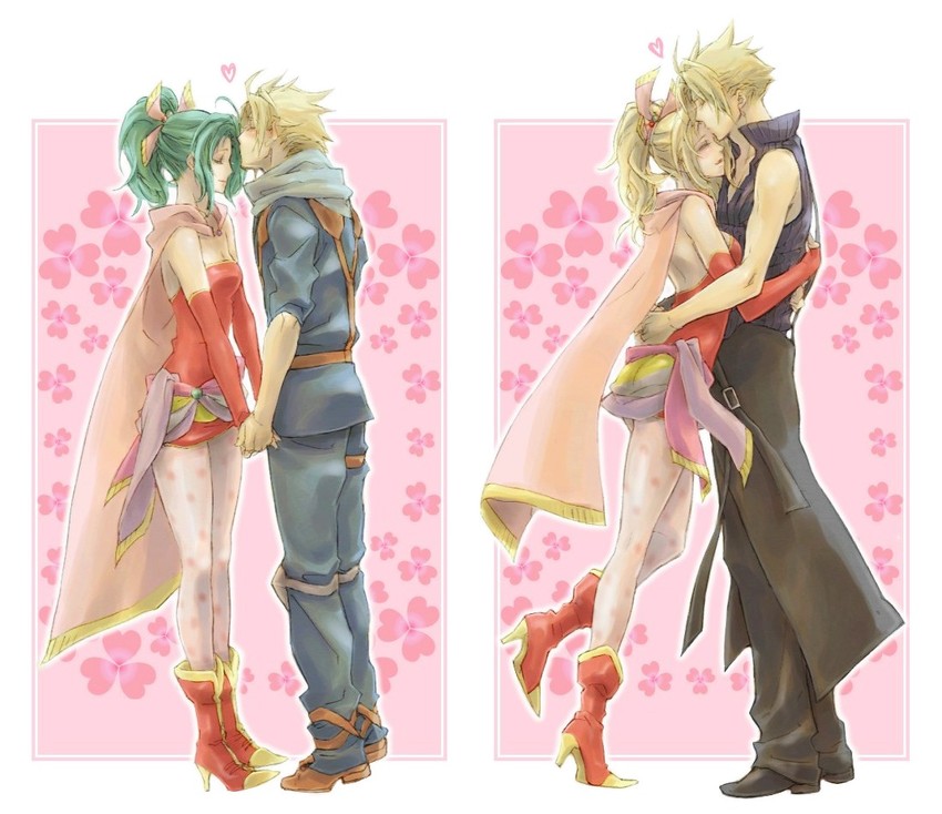 cloud strife and terra branford (final fantasy and 3 more) drawn by ryouto
