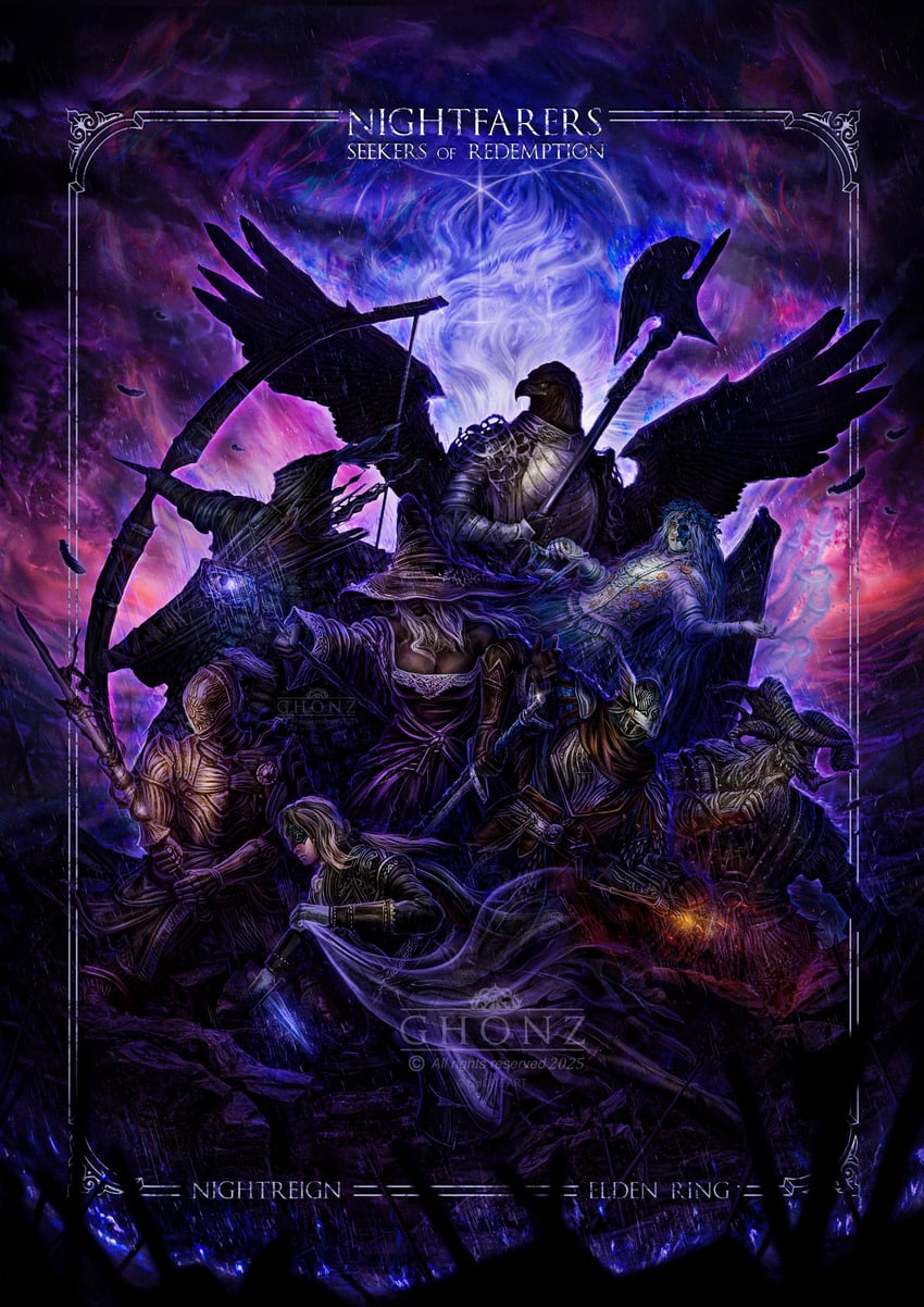 recluse, revenant, duchess, wylder, guardian, and 3 more (elden ring and 1 more) drawn by ghonz_art