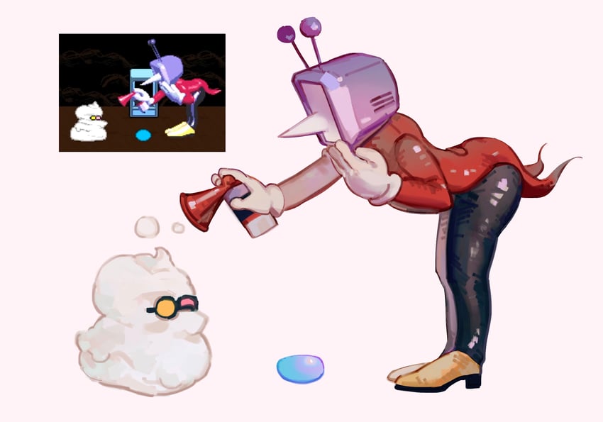 ant tenna and spamton g. spamton (deltarune) drawn by syngils