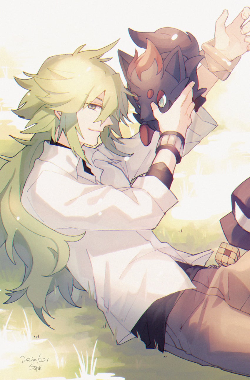n and zorua (pokemon and 1 more) drawn by shiraume_(hakubaian)
