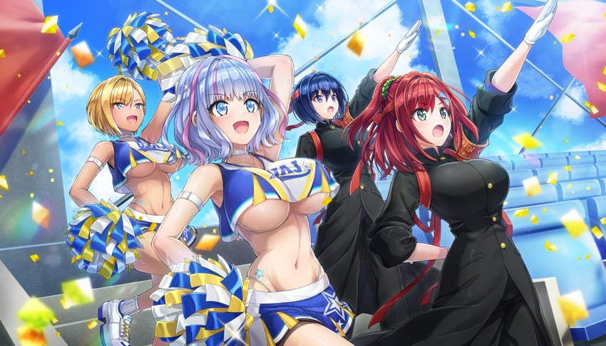 sakimiya iruka, tojou michiru, kukuri tomo, and murahaya mashio (dolphin wave) drawn by ootomo_takuji