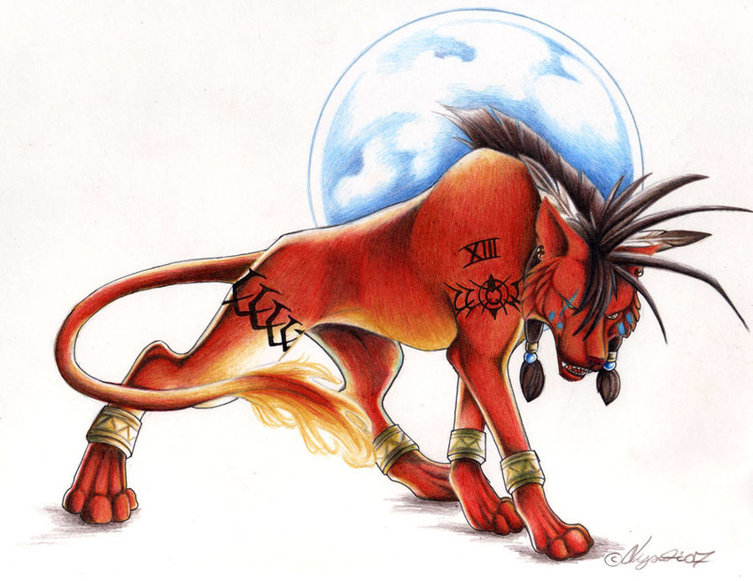 red xiii (final fantasy and 1 more) drawn by lyanti